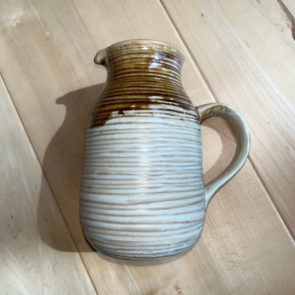 Rustic Handmade Two-Tone Ceramic Pitcher - Picture 2 of 10